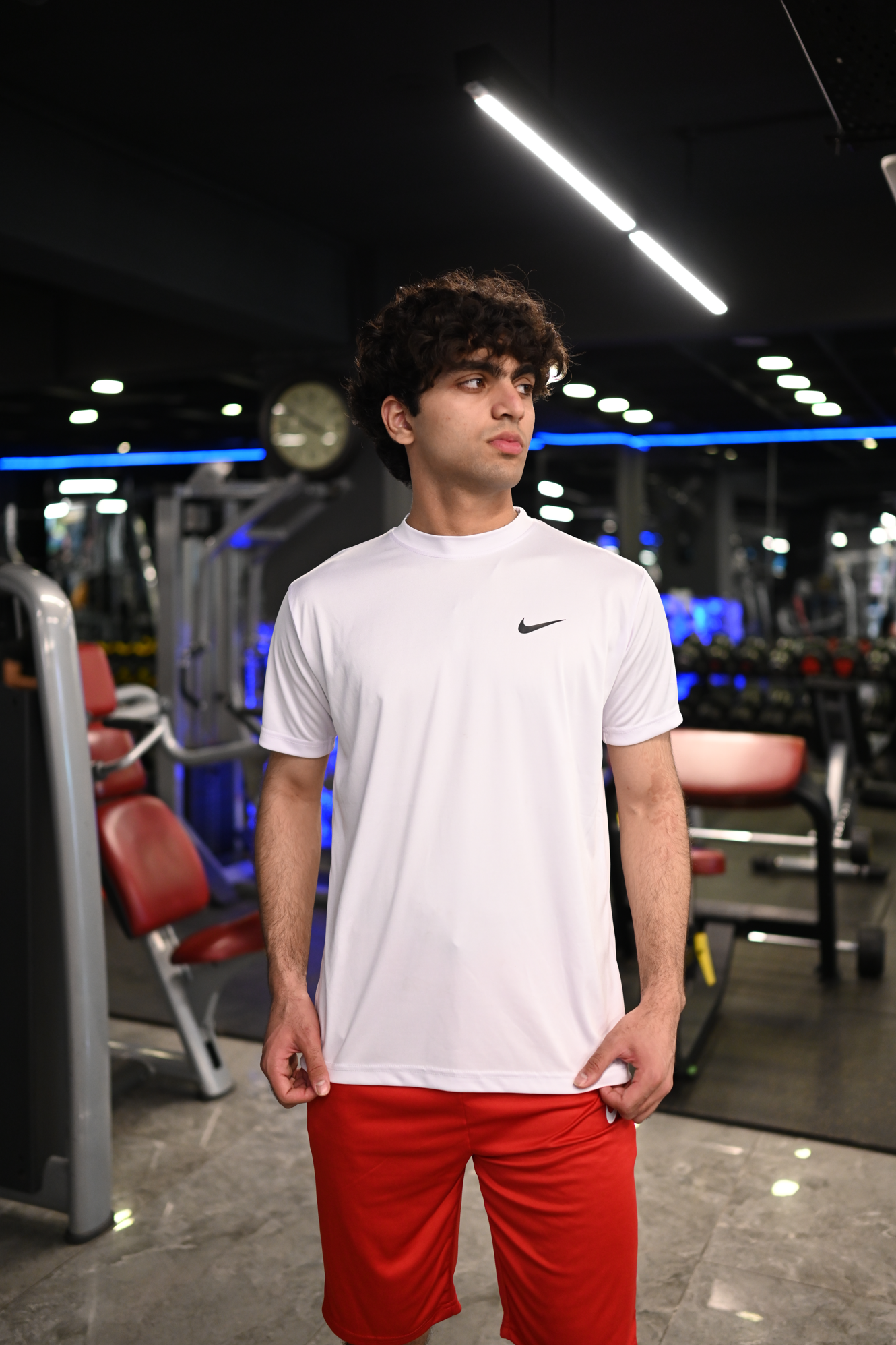 Nik White-Red Dri-Fit Shorts Tracksuit