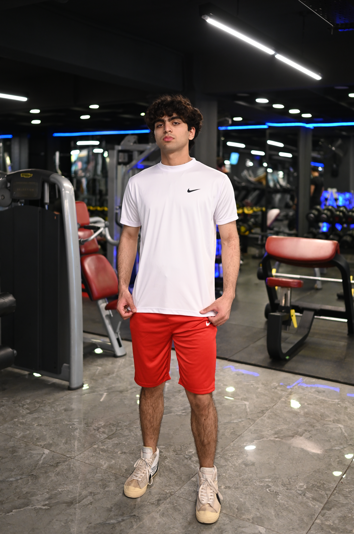 Nik White-Red Dri-Fit Shorts Tracksuit