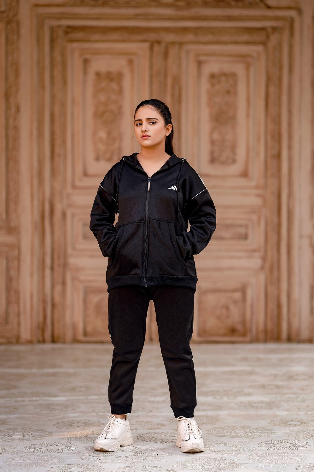 Adi Premium Full-Zip Hooded Tracksuit F-Black – Zavera Official