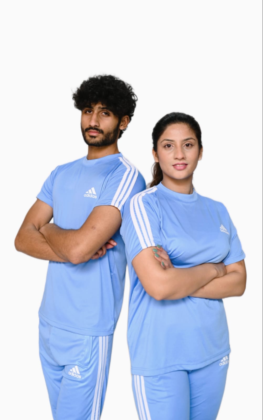 ADI Sky Blue with White Stripes Dri-Fit Tracksuit-F