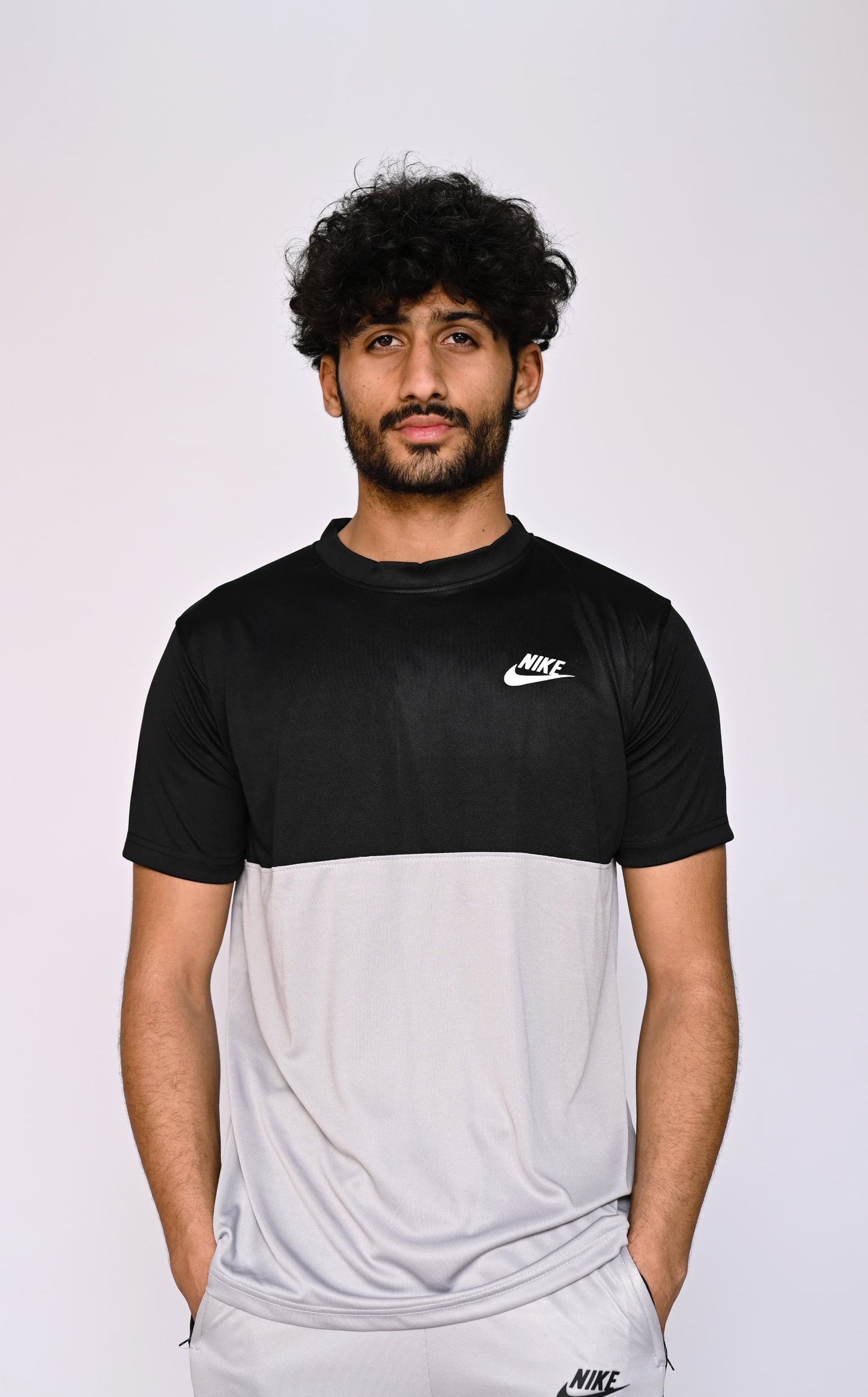 NIK Silver-Black Shorts Dri-Fit Tracksuit