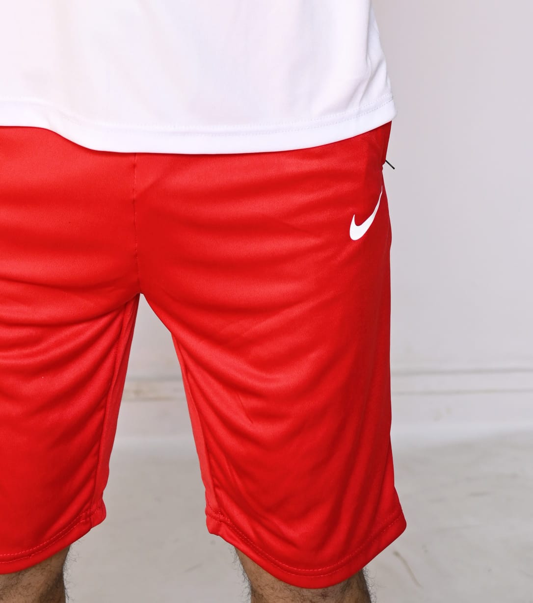Nik White-Red Dri-Fit Shorts Tracksuit