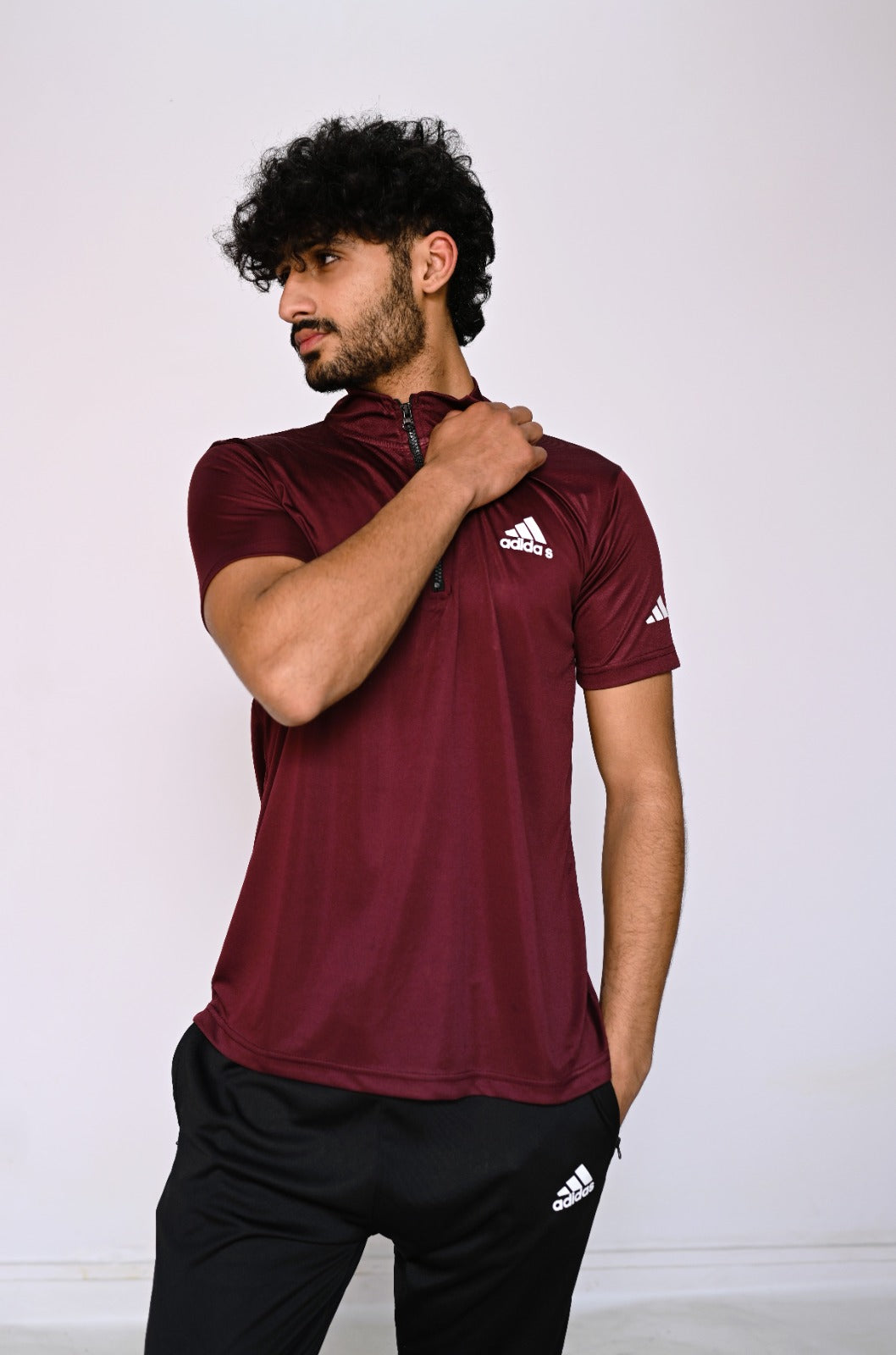 Adi Maroon With Black Trouser Dri-Fit Tracksuit